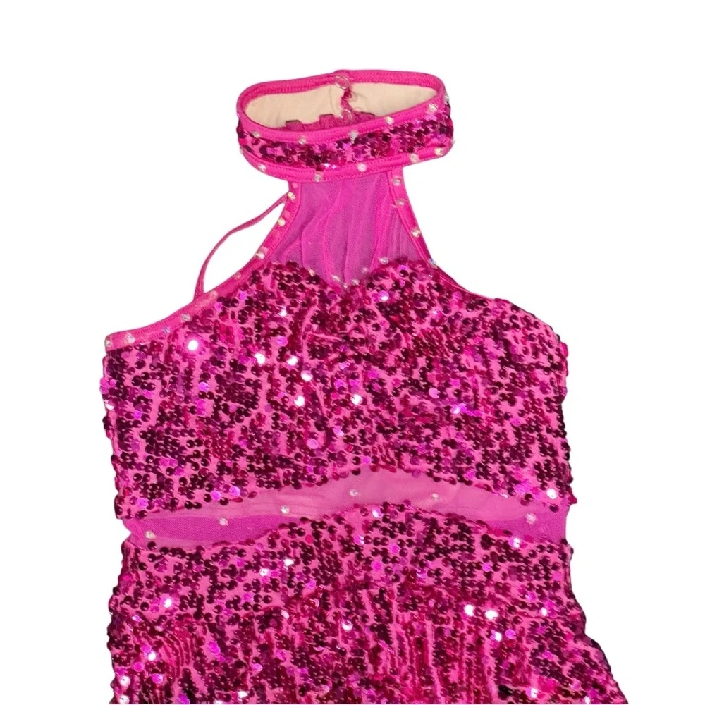 Weissman Showtime Can’t Turn You Loose Pink Sequin Dance Costume MC Jazz Tap